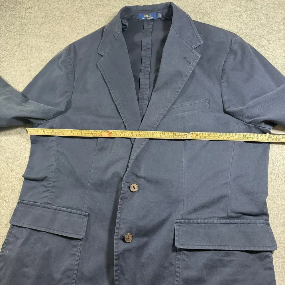 Polo Ralph Lauren Sport Coat Mens XXL Navy Two Button Notch Lapel Cotton Blazer